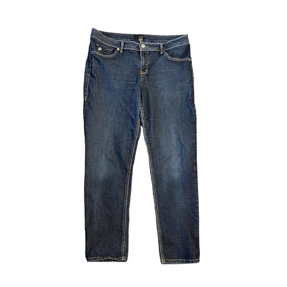 Ana A New Approach Stretch Denim Blue Jeans 16 Embroidered Pockets Straight Leg - Picture 8 of 8